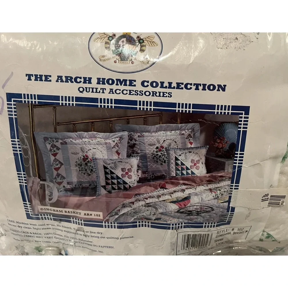 Pillow Shams Arch Home Collection Quilted Handmade Patchwork Floral Purple Two